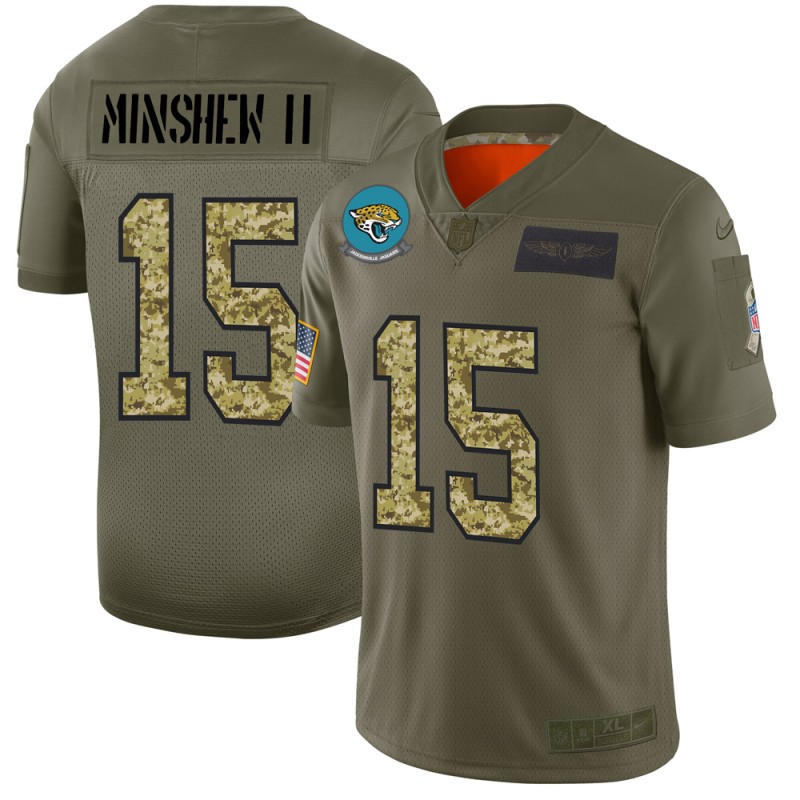 Men Nike Jacksonville Jaguars #15 Gardner Minshew II   2019 Olive Camo Salute To Service Limited NFL Jersey